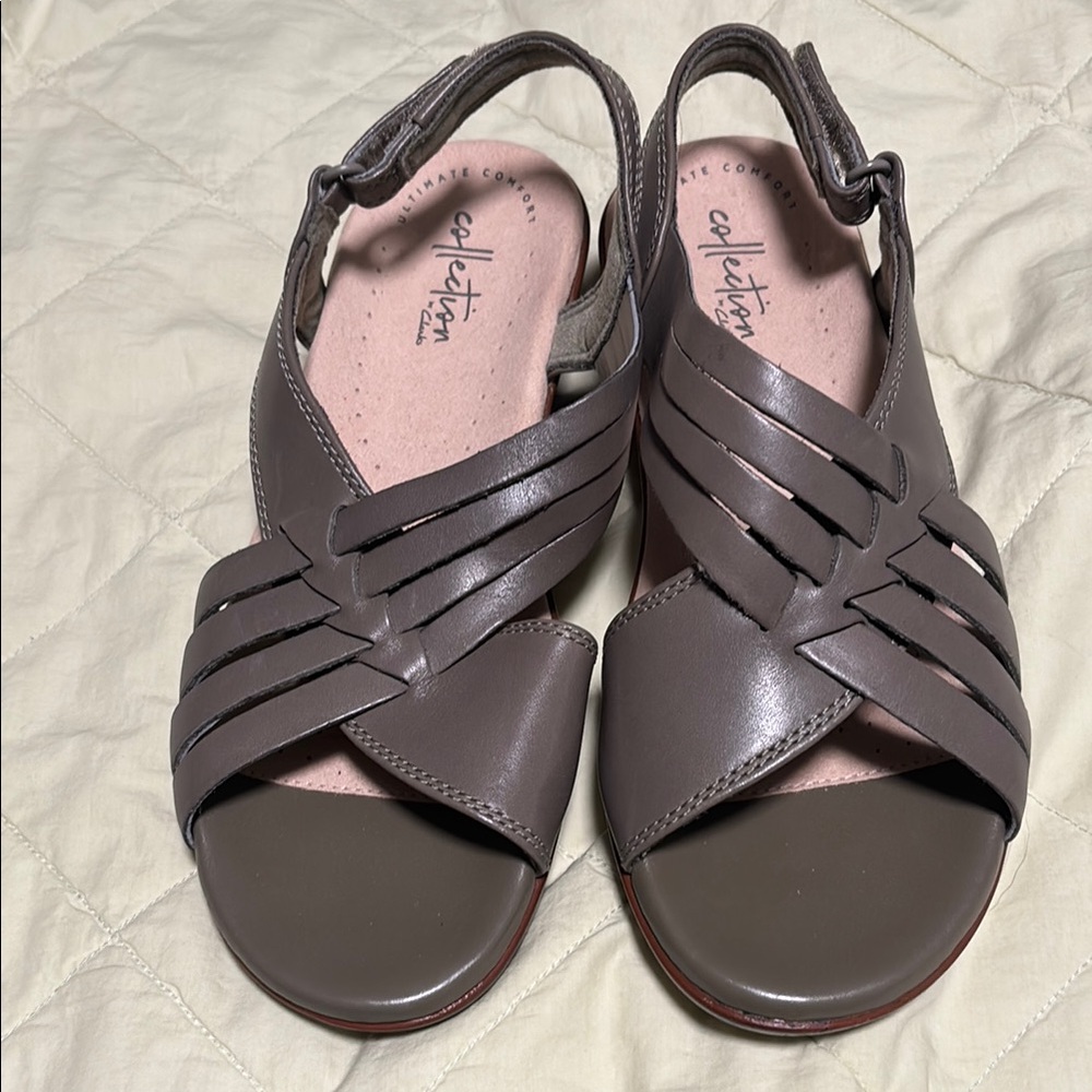Clarks Women's Taupe Crisscross Sandals